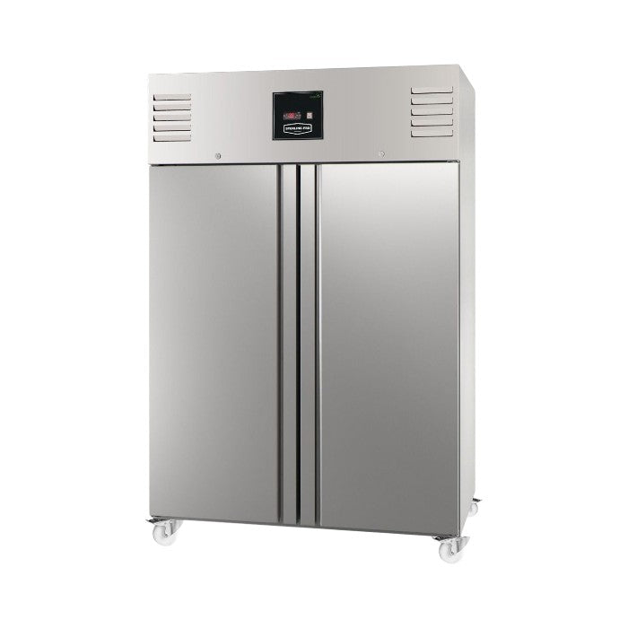 Sterling Pro Green SNI142 Double Door Commercial Freezer Cabinet – 1400 Litre Stainless Steel Gastronorm Freezer with Forced Air Cooling