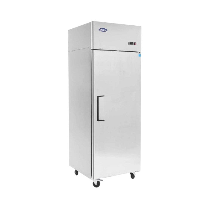 Atosa YBF9206GR Slimline Upright Single Door Fridge, 410L – Stainless Steel, Ventilated Cooling, Digital Temperature Display, Self-Closing Door