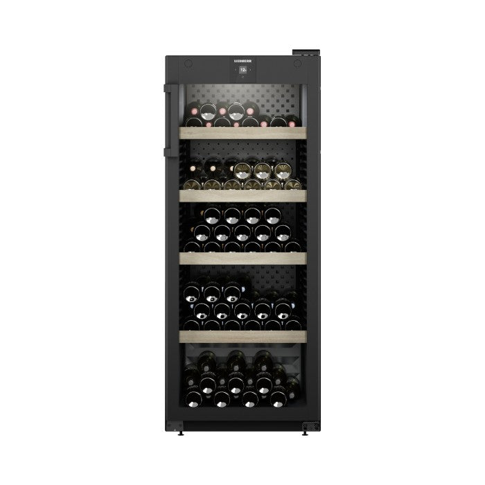 Liebherr WPbl 4601 Upright Wine Storage Fridge, 166 Bottle Capacity, Black Finish, Precision Temperature Control