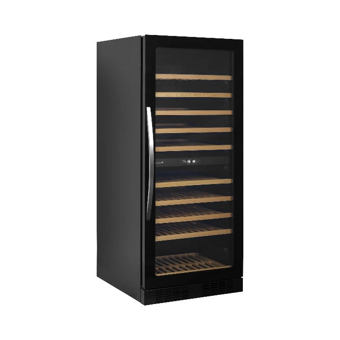 Dual Zone Wine Cooler with Frameless Glass Door – 119 Bottle Capacity, Quiet Fan Cooling, Black Finish (TFW300-2F)