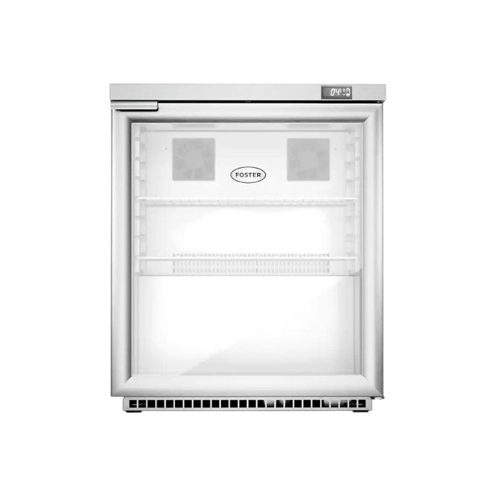 Foster HR200G/13-114 Single Glass Door Undercounter Display Refrigerator, 200L, Stainless Steel with Digital Control