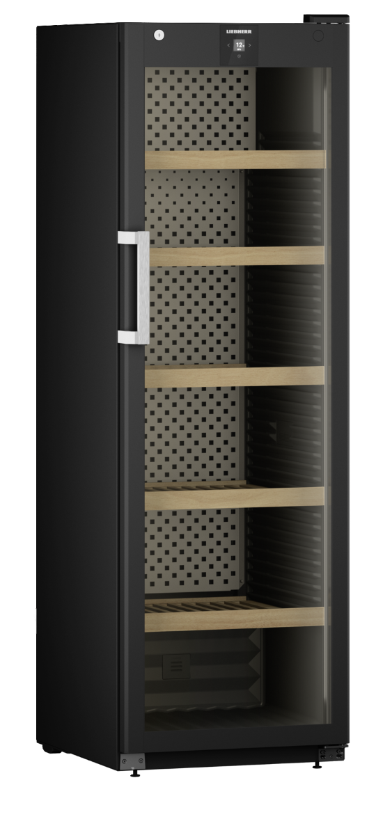 Liebherr WPbli 5231 Upright Wine Fridge, 229 Bottle Capacity, Black, +5°C to +20°C, Wooden Shelves