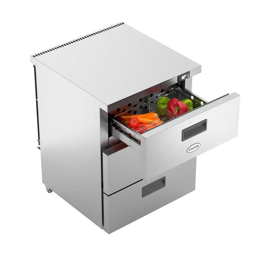 Foster HR150/3D/13-106 3 Drawer Undercounter Cabinet Refrigerator, 150L – Stainless Steel, Front Breathing, Digital Control