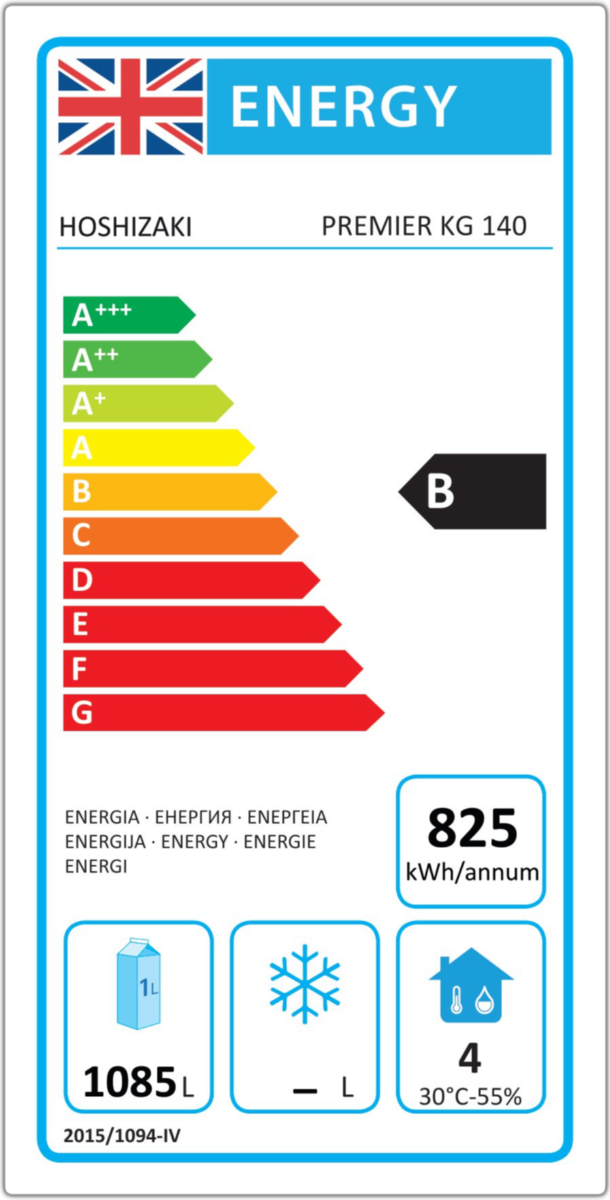 Hoshizaki Premier KG 140 C U Glass Double Door Stainless Steel Upright Display Refrigerator, 1400L, R290 Refrigerant, Energy-Efficient Commercial Fridge