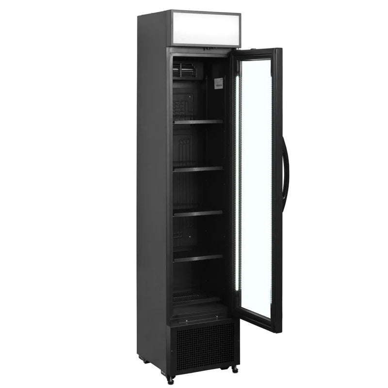 Tefcold FSC175H Slimline Black Glass Door Merchandiser – 114L, Fully Automatic, LED Lighting