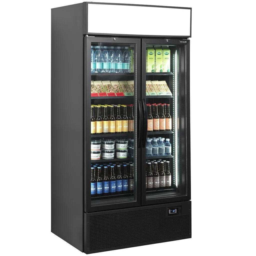 Tefcold FSC1000H Double Glass Door Bottle Cooler Fridge 524L Black
