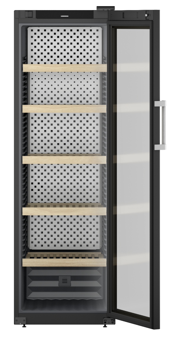 Liebherr WPbli 5231 Upright Wine Fridge, 229 Bottle Capacity, Black, +5°C to +20°C, Wooden Shelves