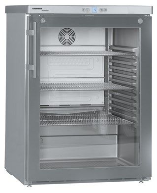 Liebherr FKUV1663 Stainless Steel Glass Single Door Undercounter Fridge, 141L, Forced-Air Cooling, Digital Temperature Display