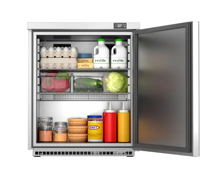Foster HR200/13-111 Single Door Undercounter Refrigerator, 200L | Stainless Steel, Front-Breathing, Digital Control