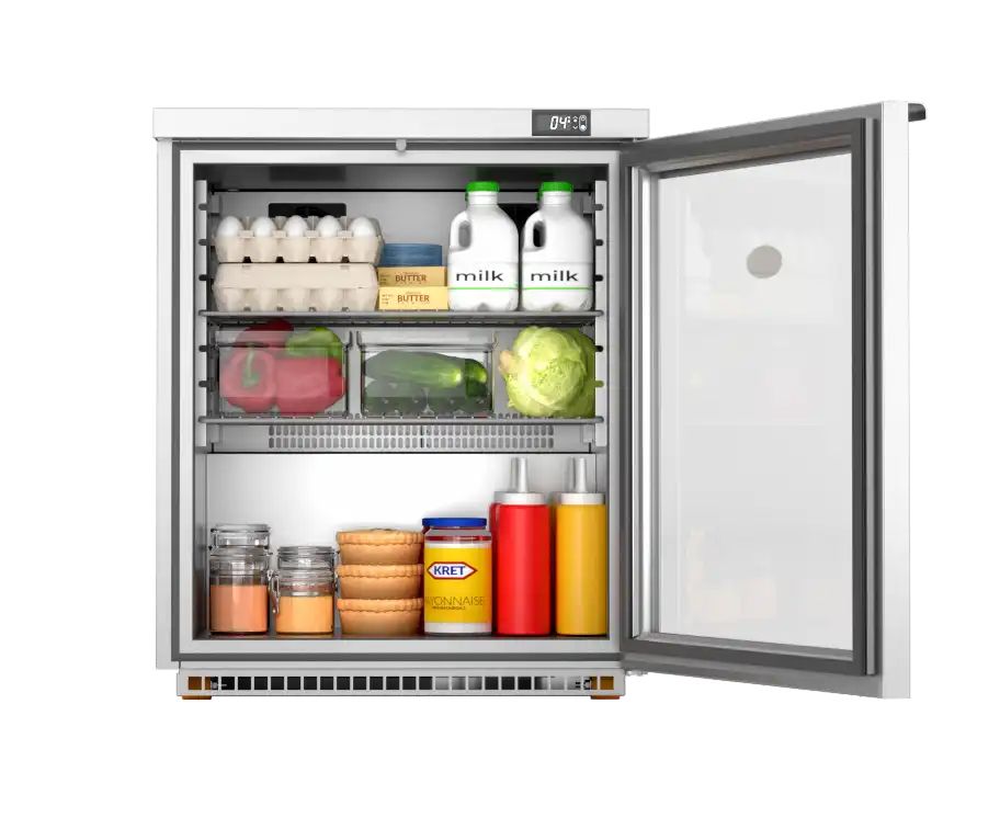 Foster HR200G/13-114 Single Glass Door Undercounter Display Refrigerator, 200L, Stainless Steel with Digital Control