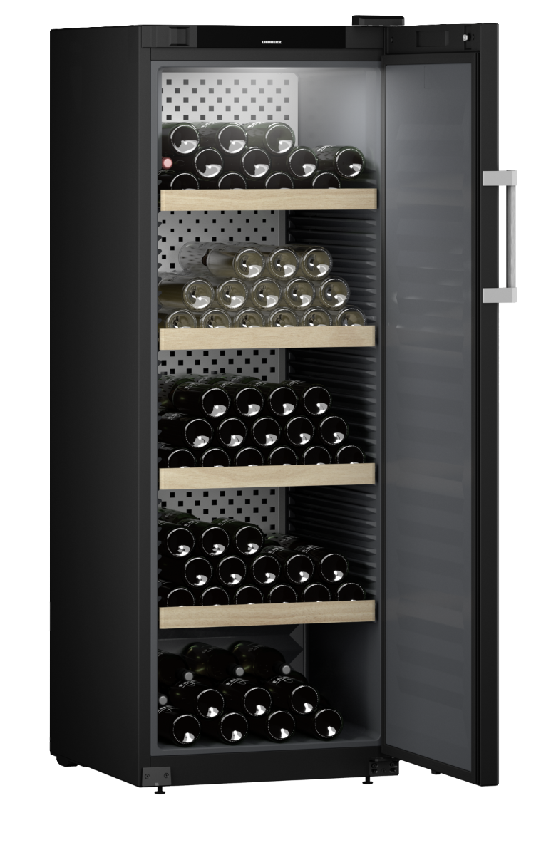 Liebherr WSbli 5031 Upright Wine Fridge – 196 Bottle Capacity, Black, Precision Temperature +5°C to +20°C, Wooden Shelves