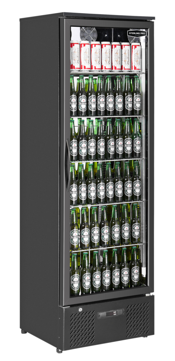 Sterling Pro Green SP110-BK Single Door Black Upright Bottle Cooler – 293L
