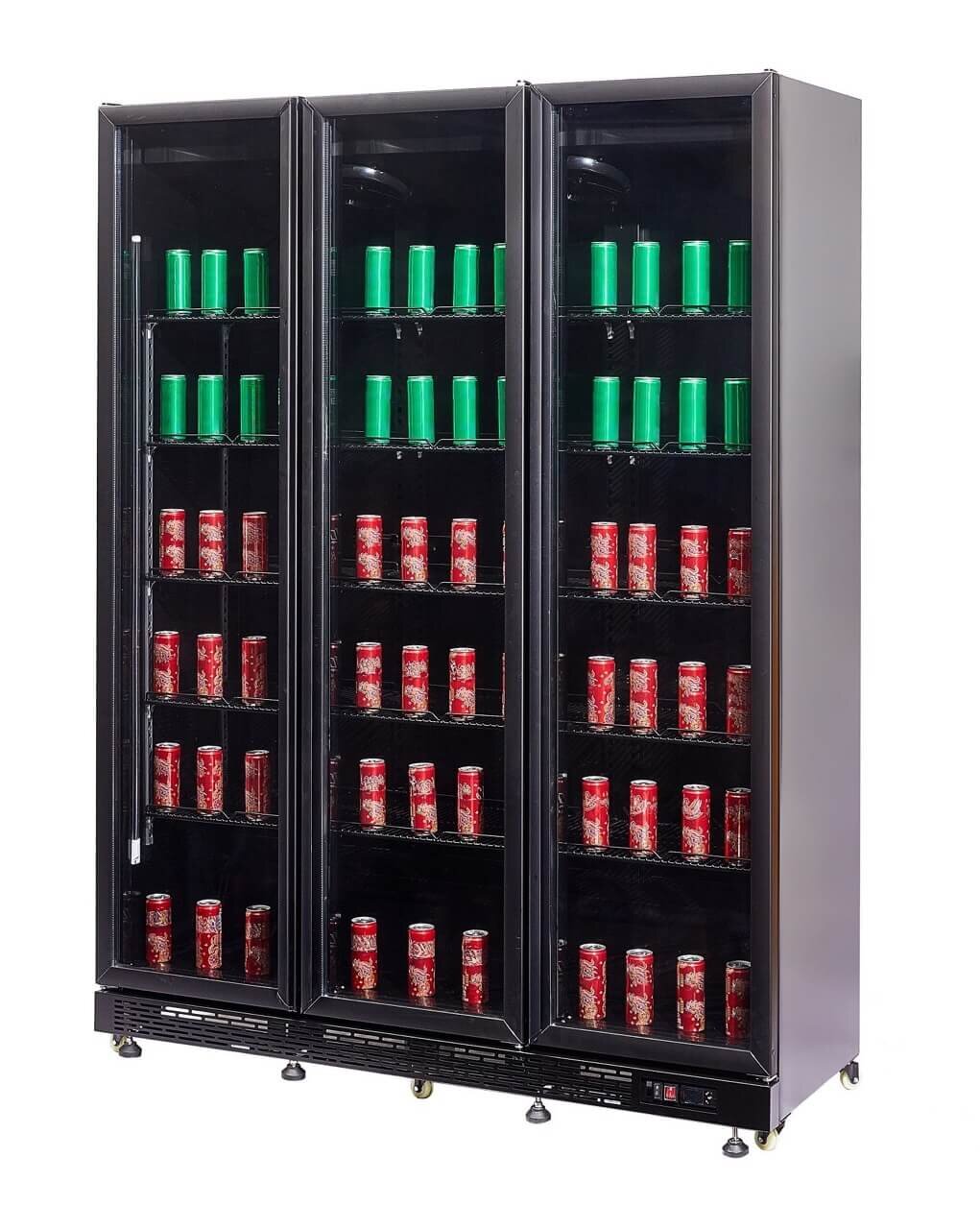 Combisteel Triple Glass Door Display Fridge Merchandiser 1200L, Heated, Black