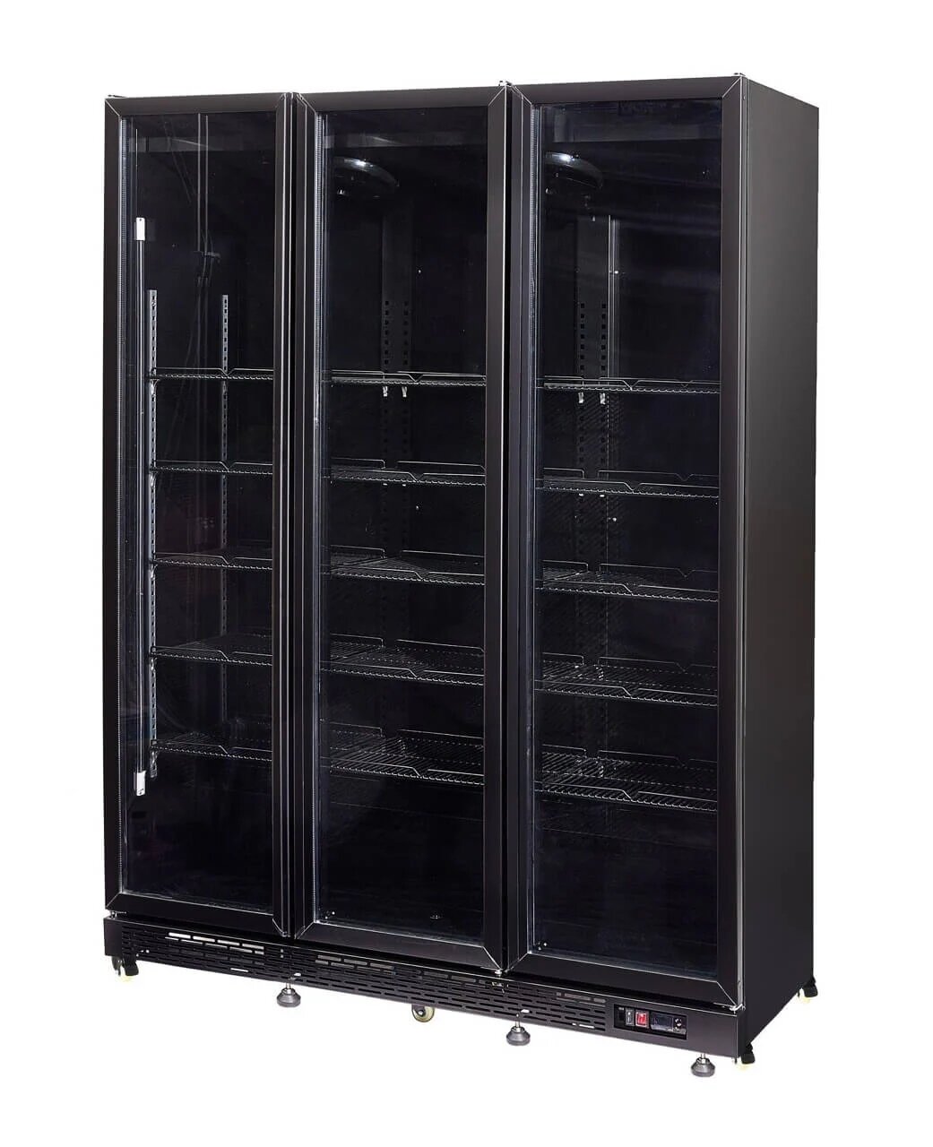 Combisteel Triple Glass Door Display Fridge Merchandiser 1200L, Heated, Black