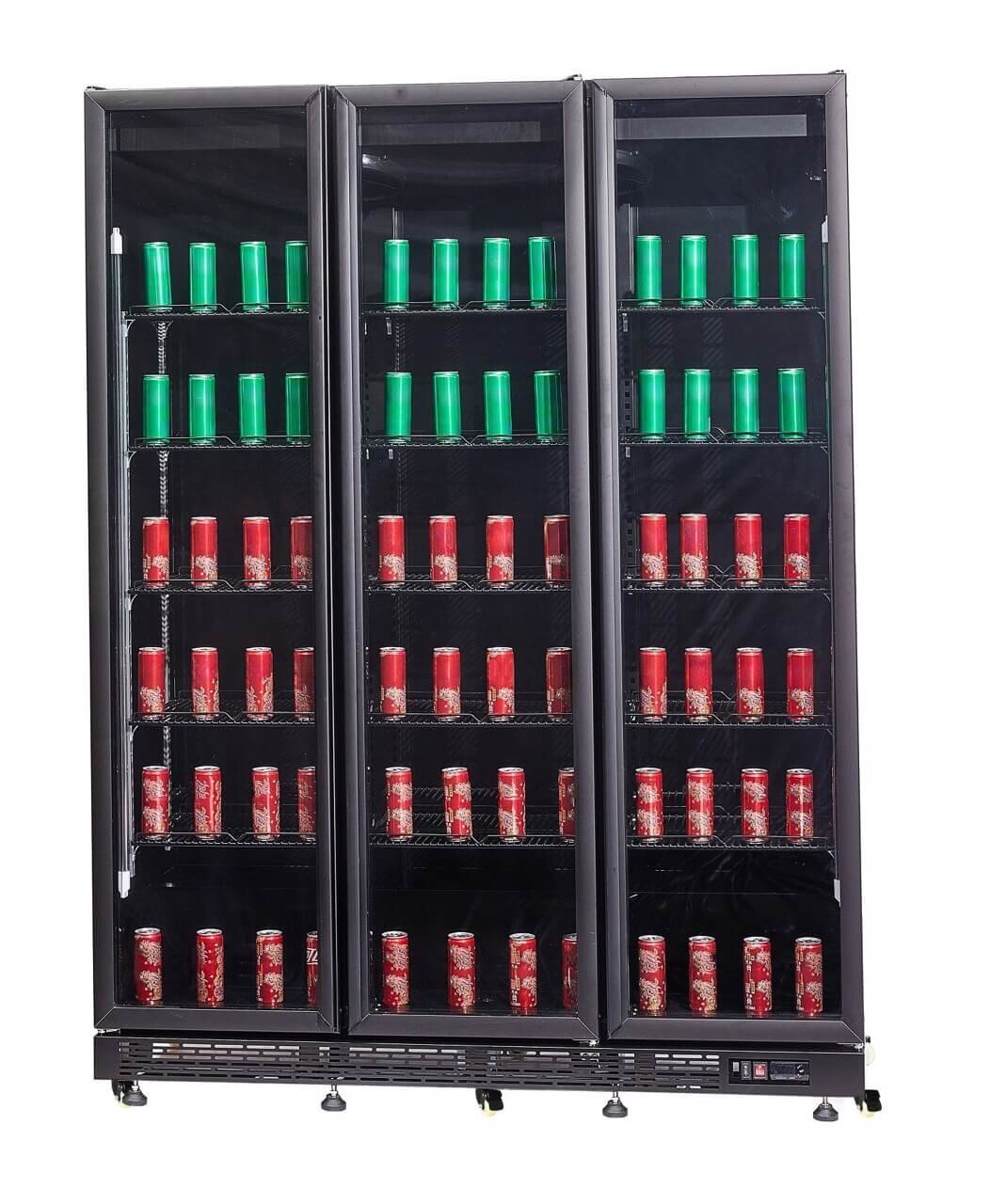 Combisteel Triple Glass Door Display Fridge Merchandiser 1200L, Heated, Black