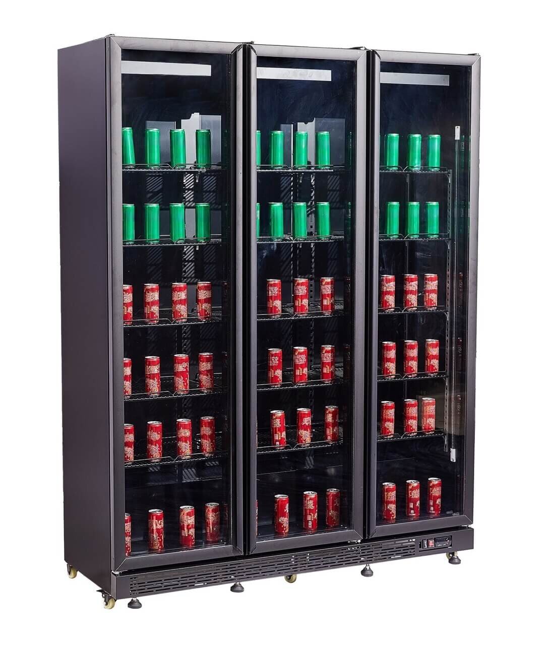 Combisteel Triple Glass Door Display Fridge Merchandiser, 1200L, Black