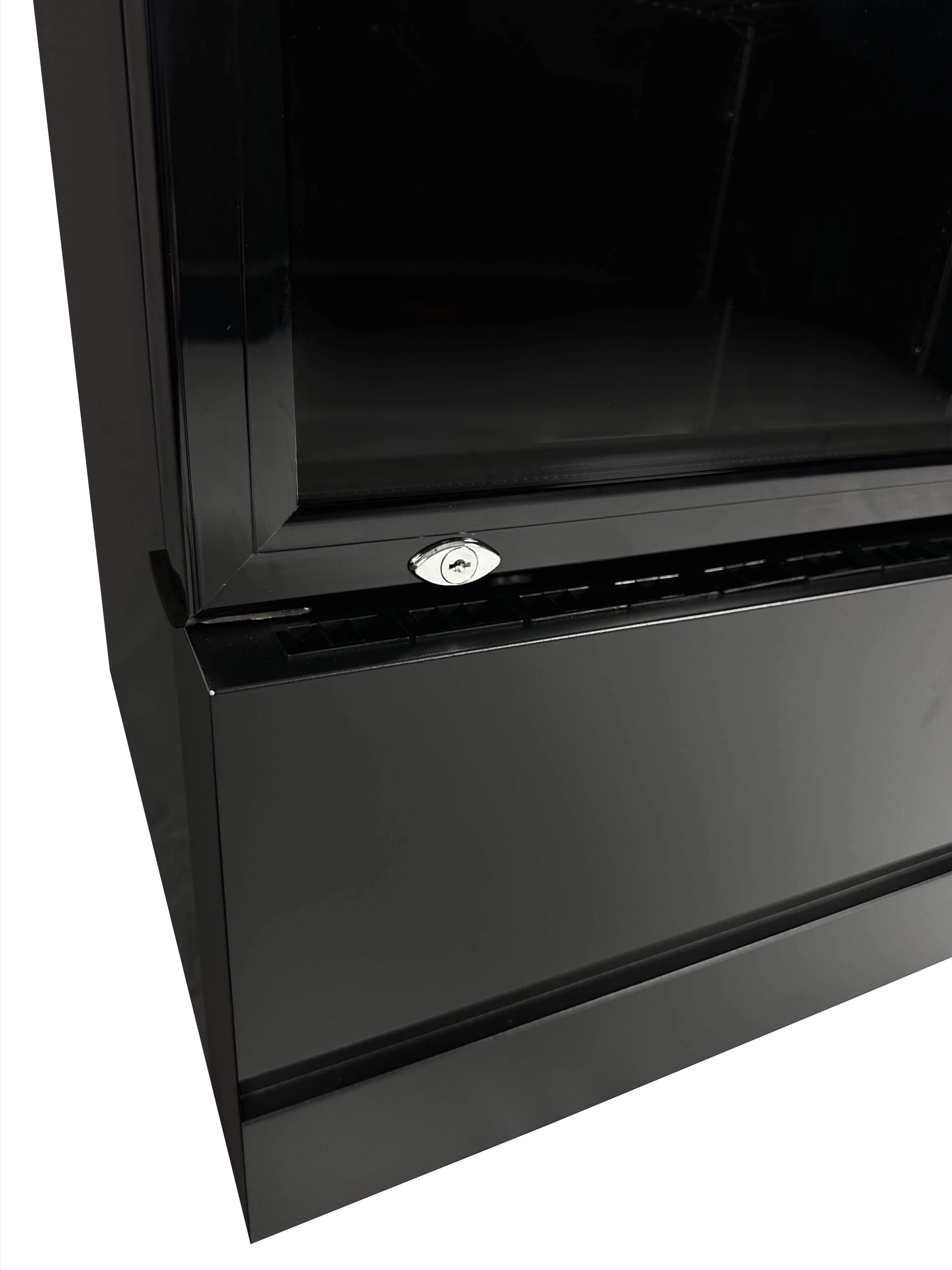 Combisteel Single Hinged Glass Door Bottle Fridge Merchandiser 360L | Black, LED Lighting & Fan-Assisted Cooling