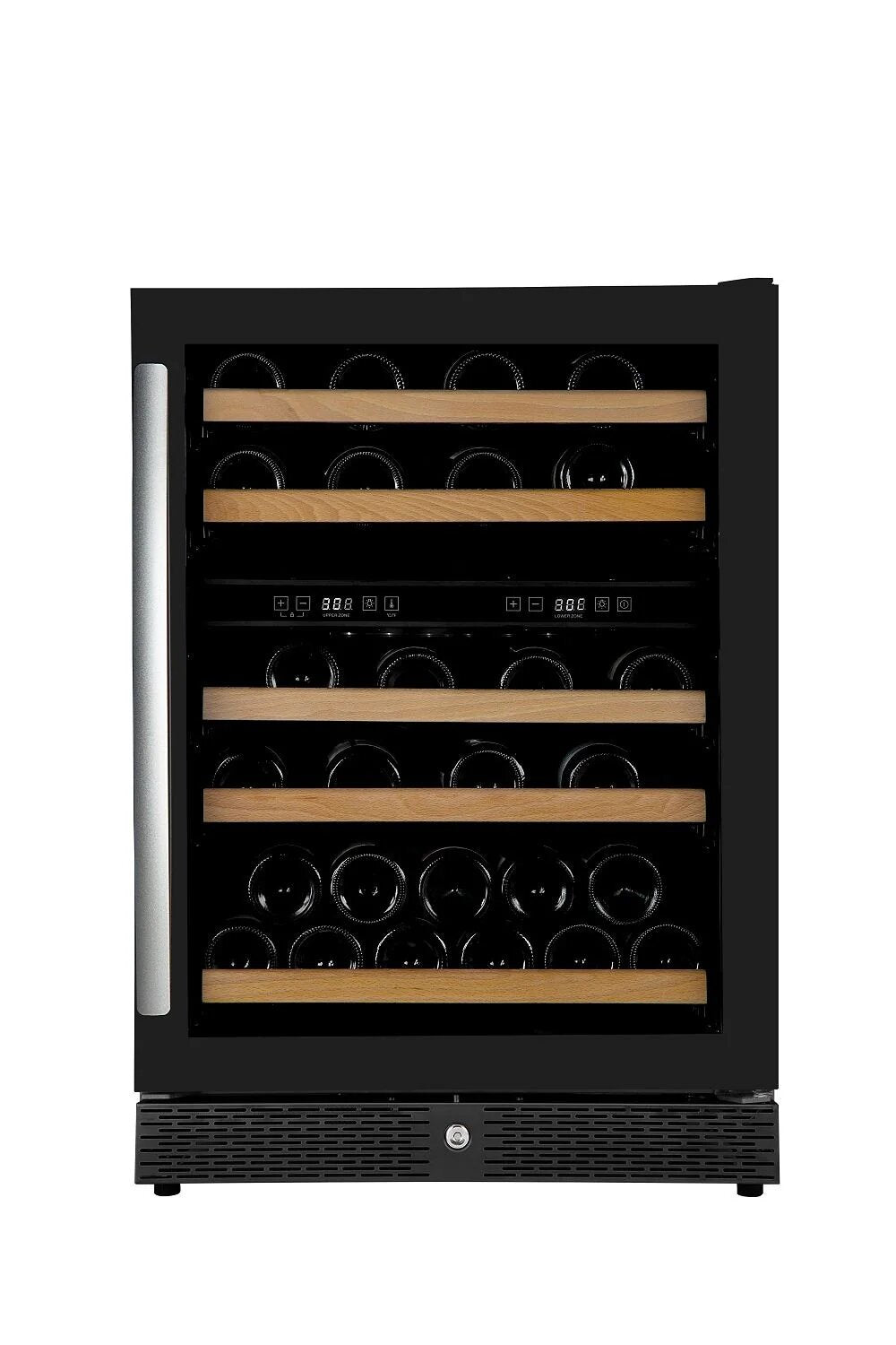 Combisteel 40-Bottle Dual Temp Wine Cooler – Single Door, LED Lighting, Ventilated Cooling, Automatic Defrost, Black