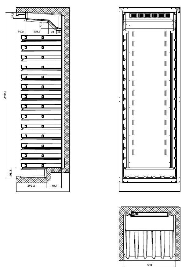 Combisteel 325L Single Zone Wine Cooler – 115 Bottles, LED Lighting, Ventilated Cooling, 14 Grids, Black