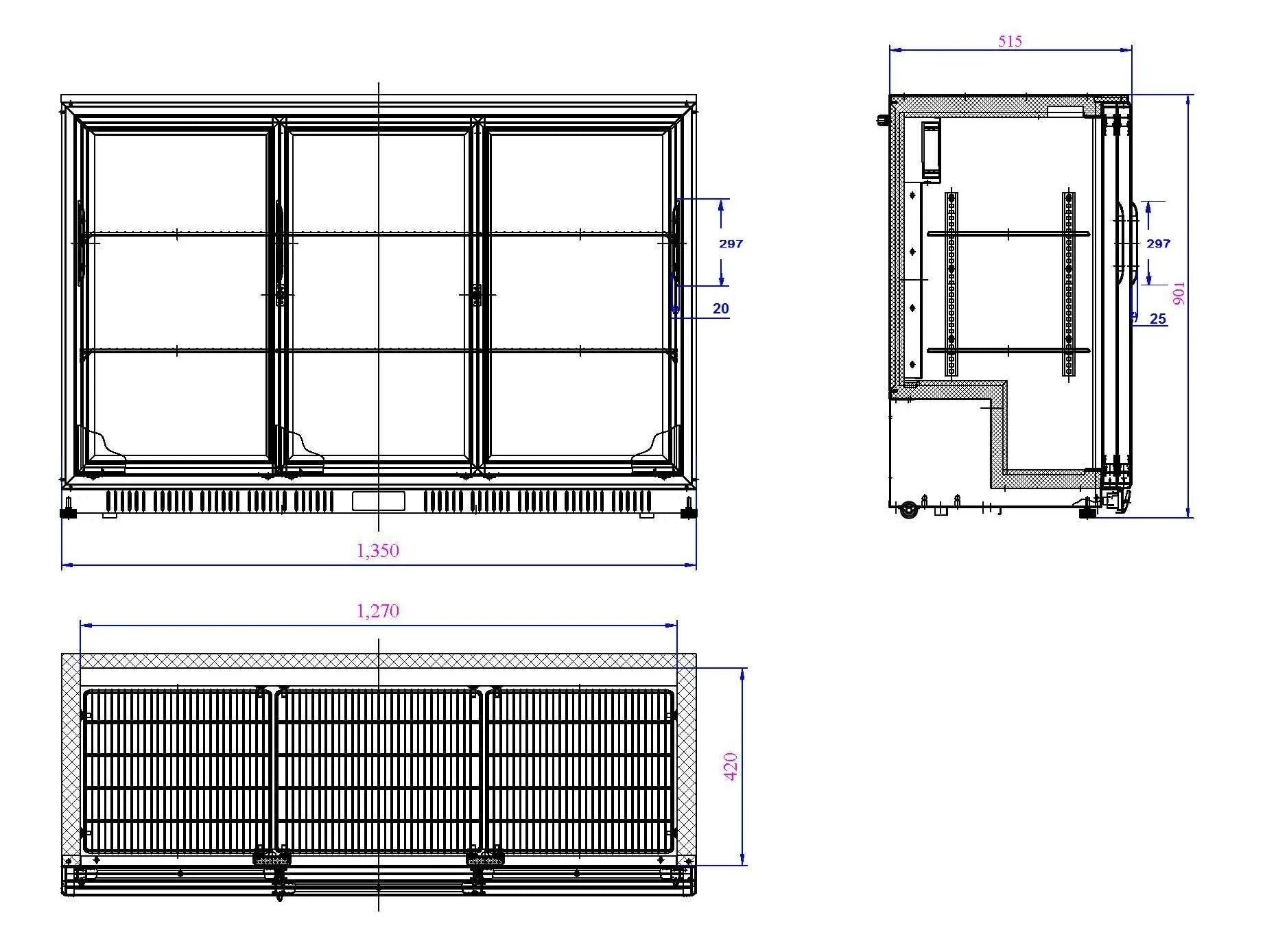 combisteel-black-backbar-cooler-3-sliding-doors-330l-led-lighting-fan-assisted-cooling