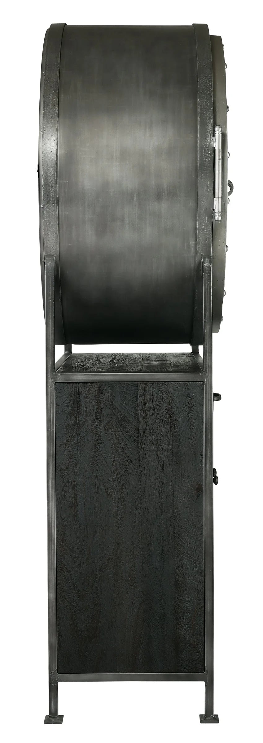 Rob Roy Aged Mocha Bar Cabinet with Wine & Glass Storage | Hardwood & Metal Frame