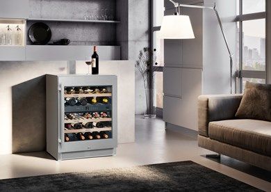 Liebherr WTes 1672 Vinidor Stainless Steel Glass Single Door Undercounter Wine Cabinet, 34 Bordeaux Bottles, Digital Temperature Control