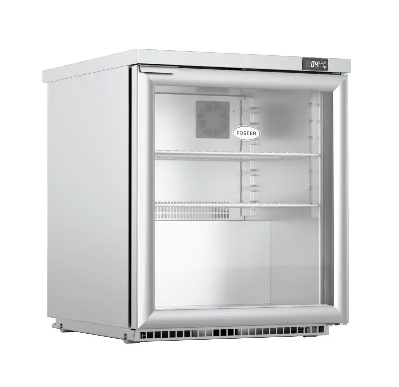 Foster HR200G/13-114 Single Glass Door Undercounter Display Refrigerator, 200L, Stainless Steel with Digital Control