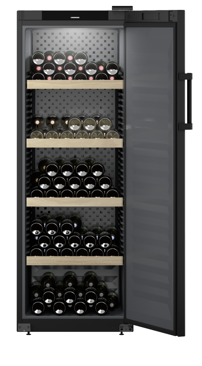 Liebherr WSbl 5001 Upright Wine Fridge – 196 Bottle Capacity, Beech Wood Shelves, Touch Display, Black