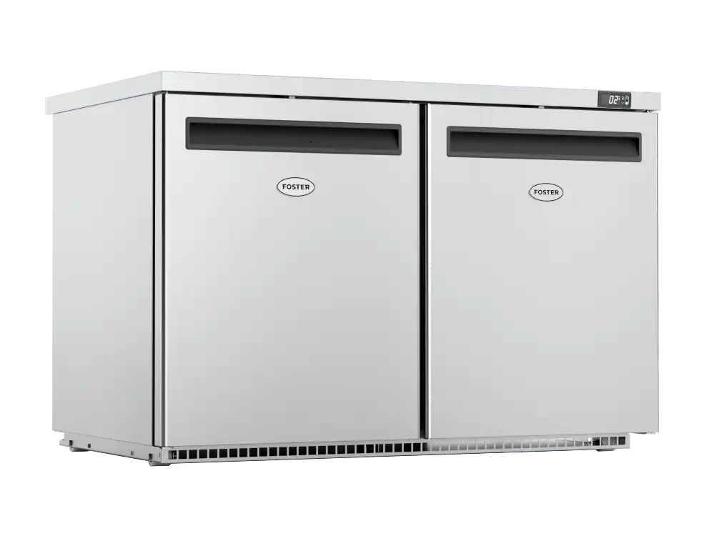 Foster HR360/13-117 Double Door Undercounter Cabinet Refrigerator, 360L, Stainless Steel, Front Breathing, Digital Display, 6 Shelves