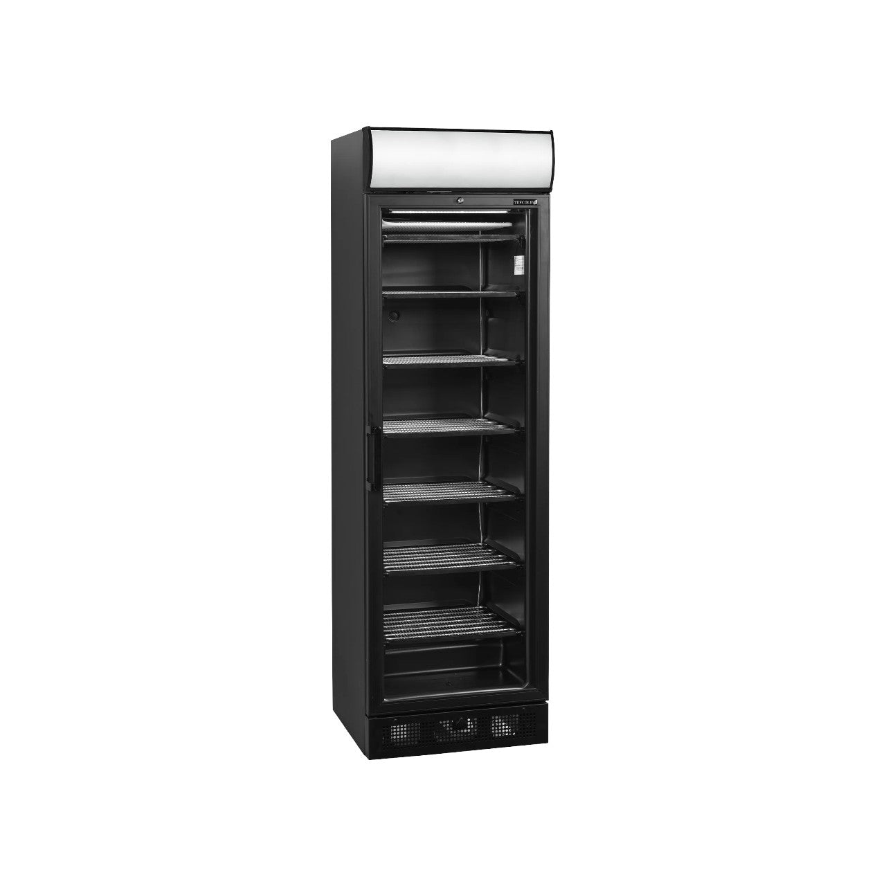 Glass Door Freezer UFSC371GCP – Black Display Freezer with Heated Glass Door, LED Interior & Canopy, 270L Capacity