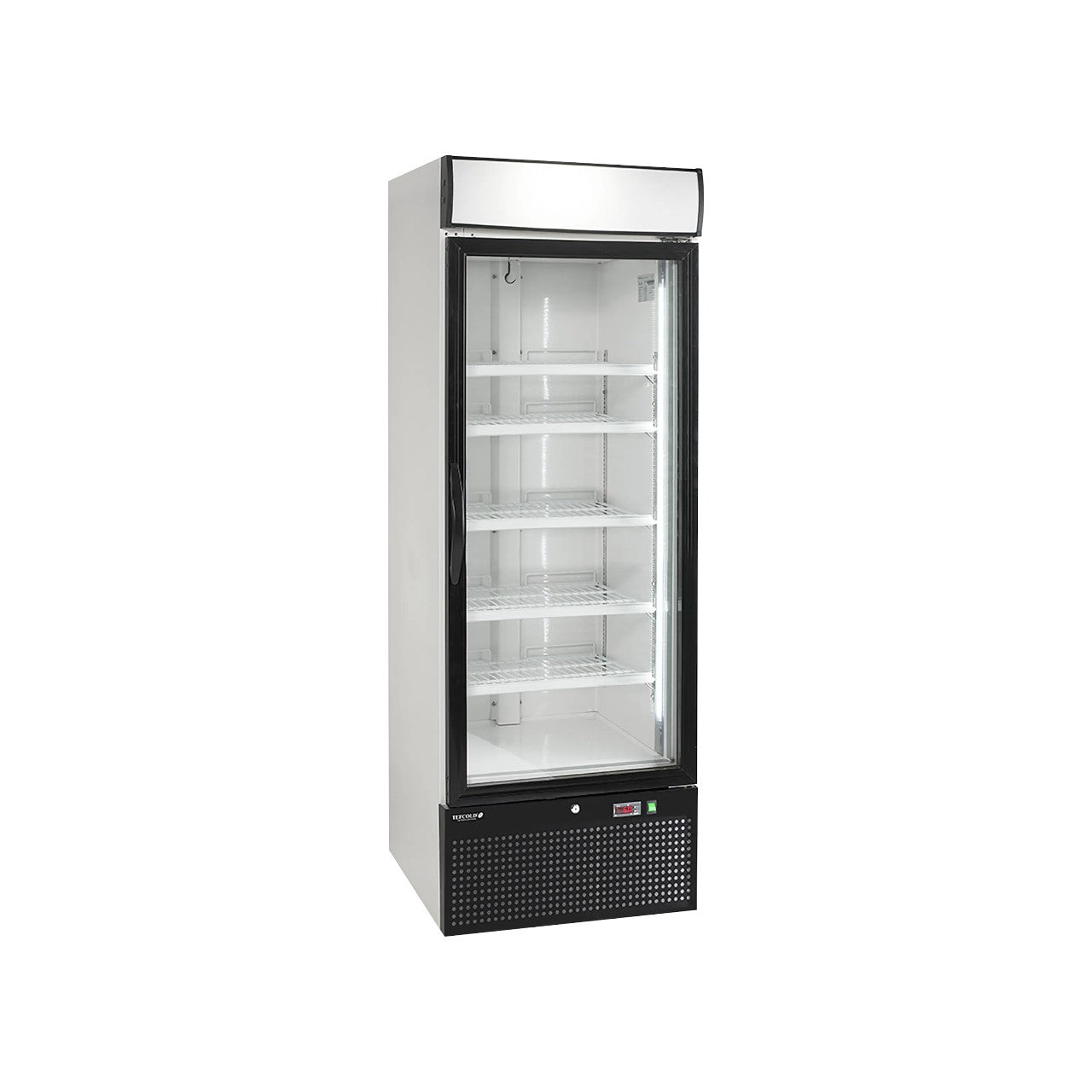 Glass Door Display Freezer NF2500G – 515L Upright Self-Closing Heated Glass Door, LED Lighting, Fan Assisted Cooling, Automatic Defrost, White Finish