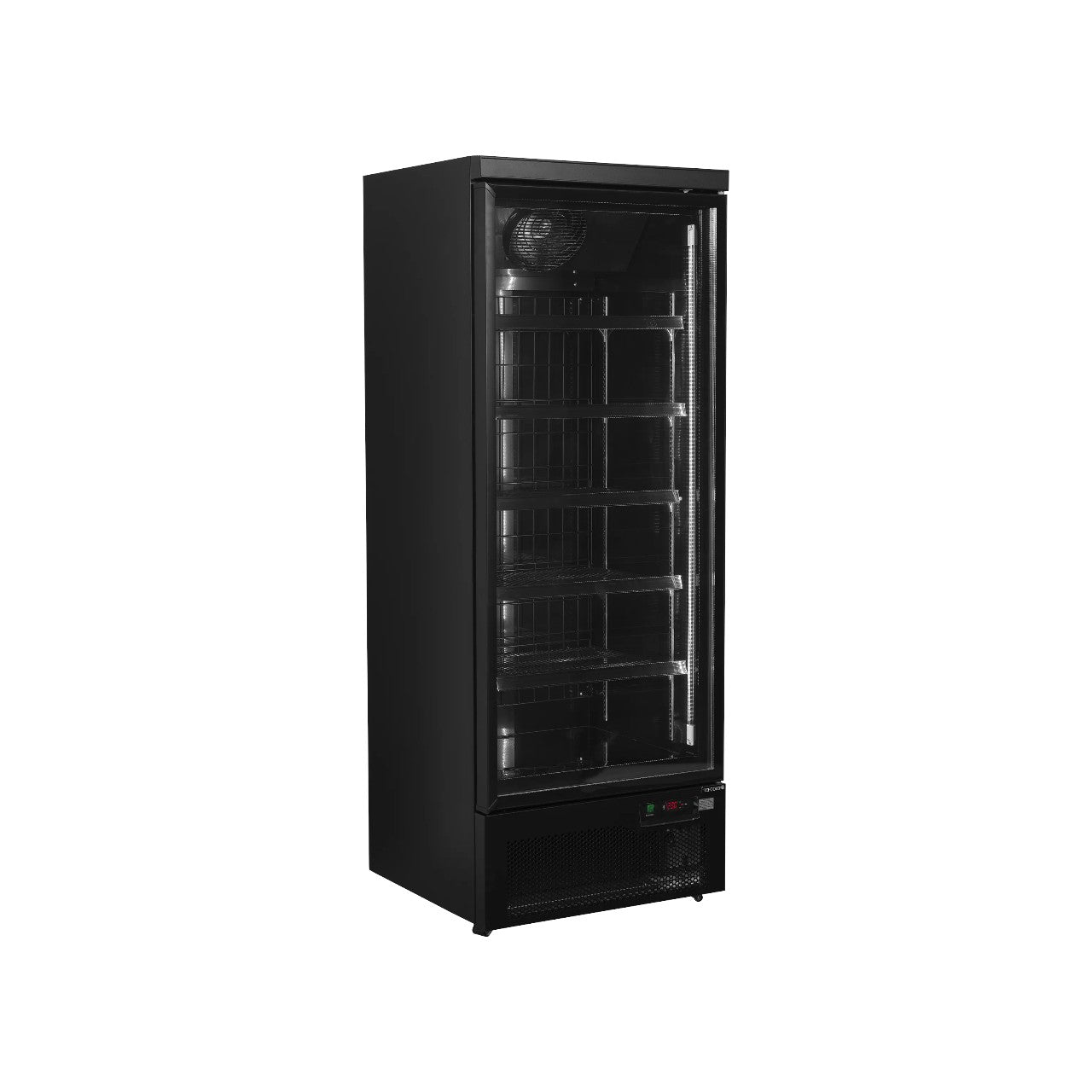 Atom Maxi F1DBB Single Glass Door Display Freezer – 560L Black Commercial Upright Merchandiser, Ventilated Cooling, LED Lighting, -18 to -22°C