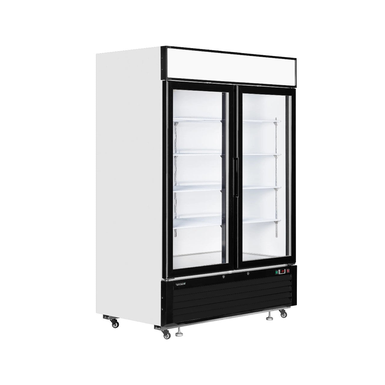 Glass Door Merchandiser LGC5000 – 2 Door Commercial Display Chiller, Fan Assisted Cooling, LED Canopy, 922L Net Capacity