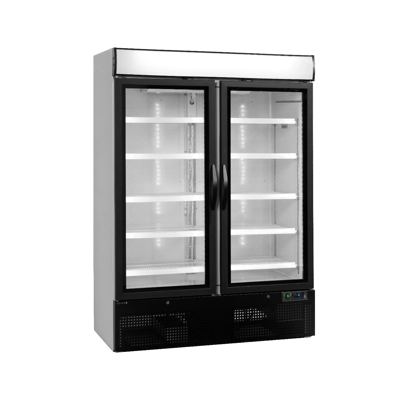 NC5000G Double Glass Door Merchandiser Refrigerator – 1149L Commercial Display Cooler with LED Lighting, Fan Assisted Cooling & Lock
