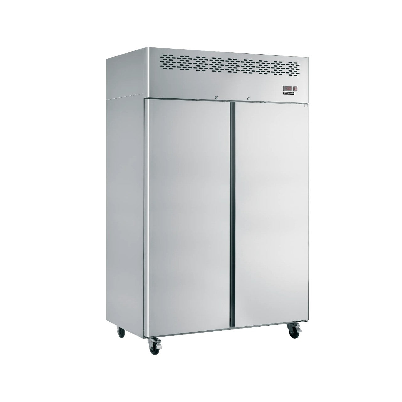 CAF900 Commercial Upright Freezer, 900L Stainless Steel Double Door Solid Freezer, Fan Assisted Cooling, -22 to -17°C