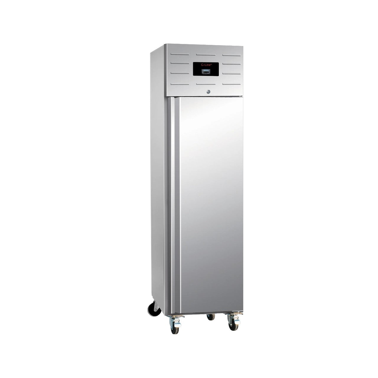 Gastronorm Upright Freezer GUF50 – Slim Professional Freezer with Adjustable GN1/1 Shelves, LED Display, Stainless Steel Cabinet, Lock & Wheels – -22 to -18°C, 228L