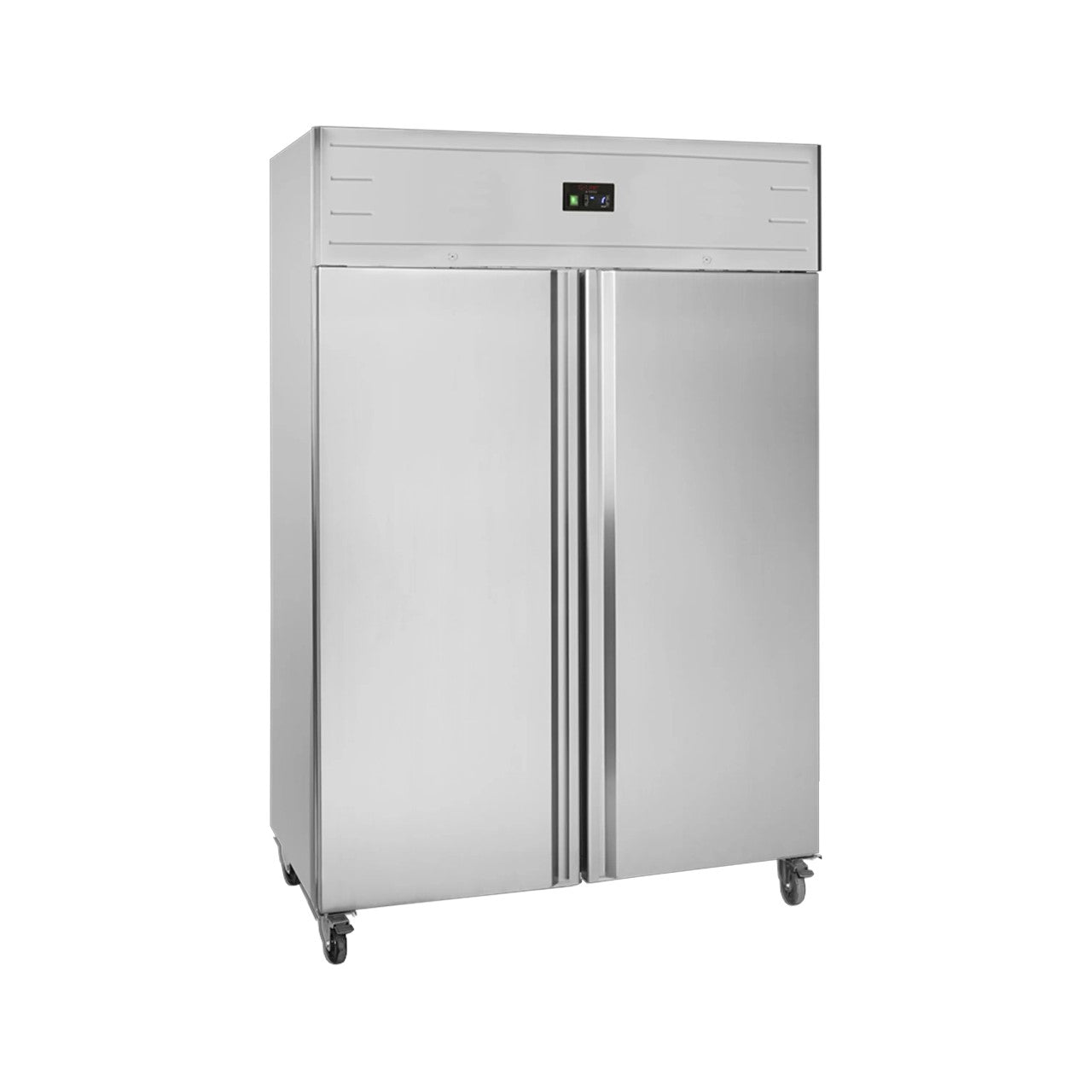 Gastronorm Upright Freezer GUF140 – Stainless Steel 2-Door Commercial Freezer with Fan Cooling, Automatic Defrost, and Adjustable GN Shelves, -24°C to -18°C