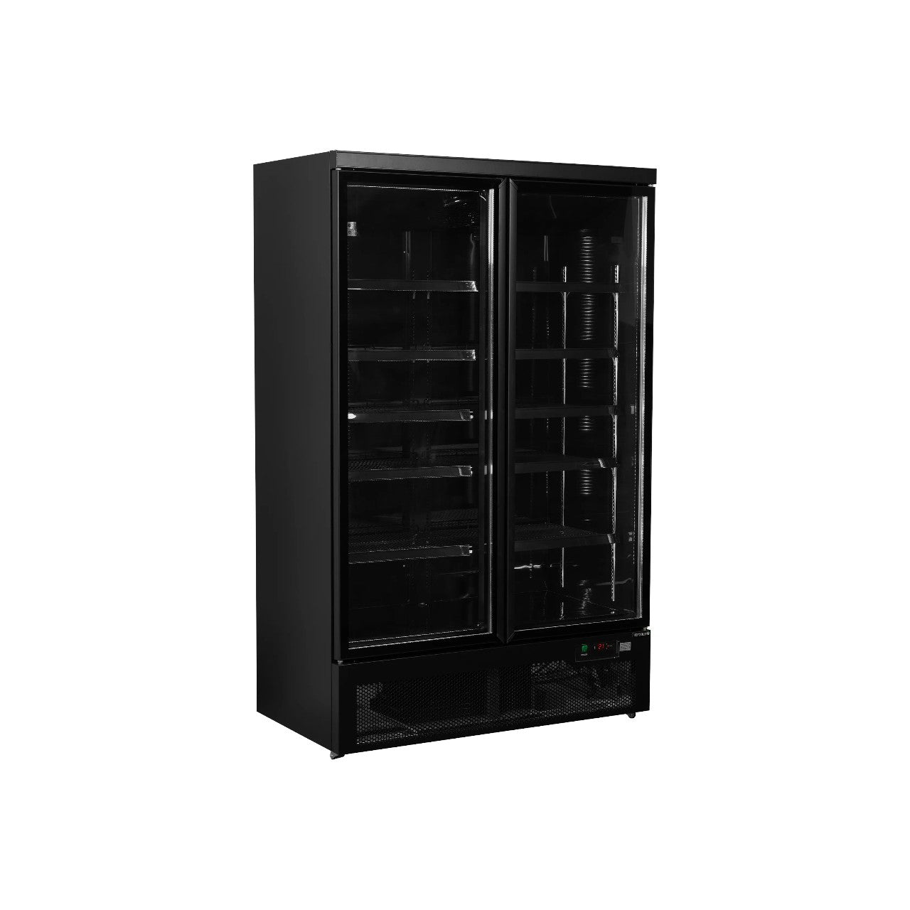 Atom Maxi C2DBB Glass Door Merchandiser | 2-Door Black Commercial Display Chiller | LED Lighting | Ventilated Cooling