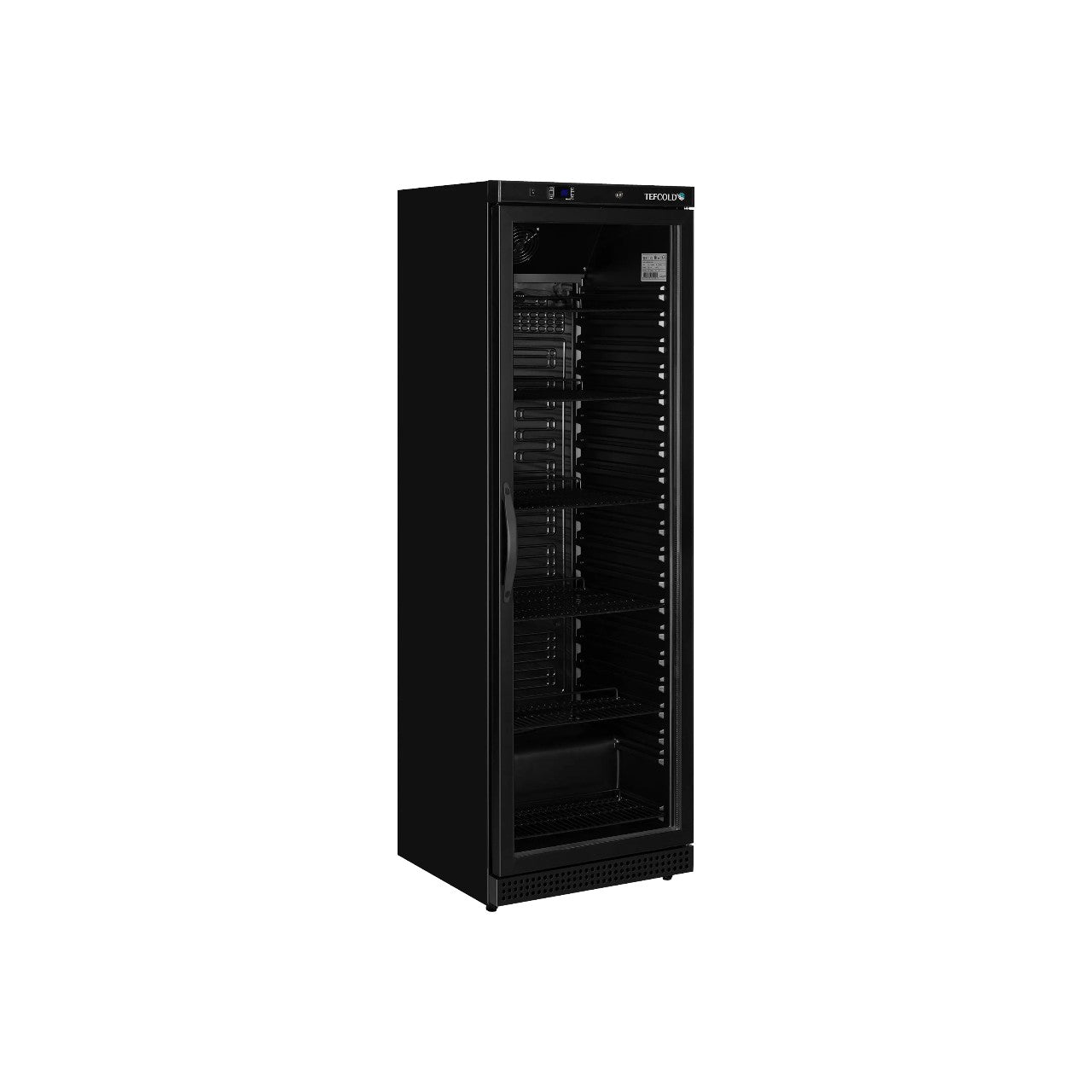 Glass Door Merchandiser UR400G – 1 Hinged Door, Fan Assisted Cooling, LED Display, 350L Capacity – Black