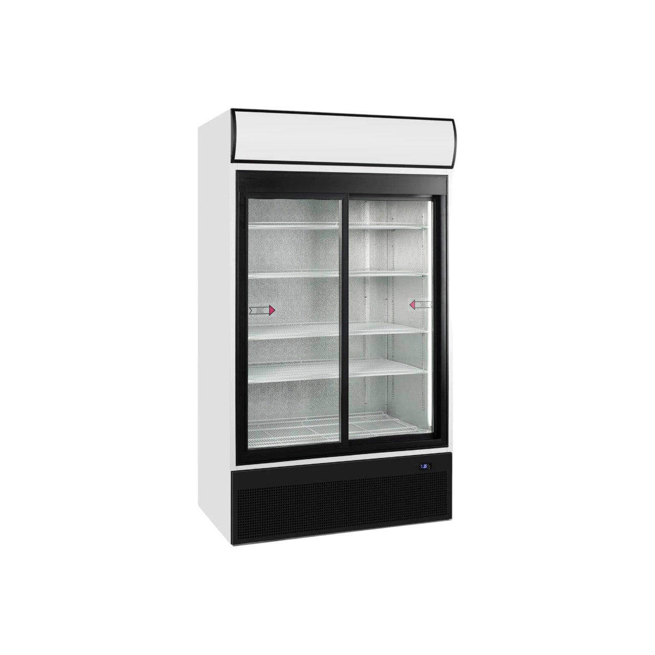 Glass Door Merchandiser FSC1200S – 2 Sliding Doors, 967L Capacity, Fan Assisted Cooling, LED Interior Light, White Finish