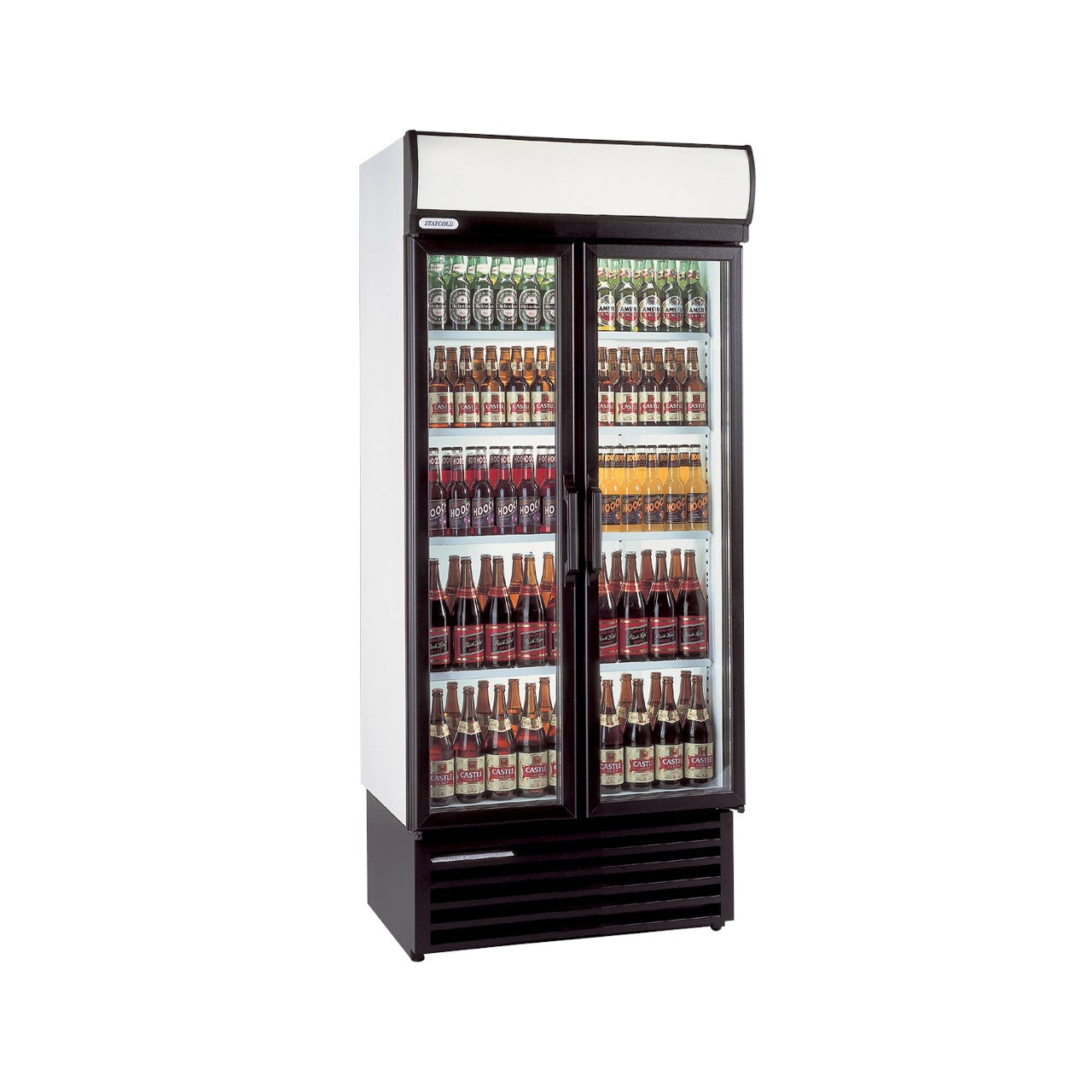 Glass Door Merchandiser HD890 – 2 Hinged Doors, LED Interior & Canopy Lighting, Fan Assisted Cooling, Adjustable Shelves, White Upright Chiller