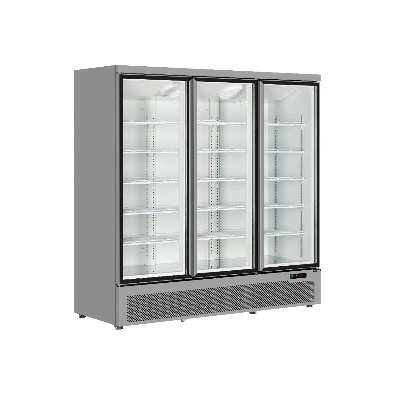 Atom Maxi C3DS Triple Glass Door Merchandiser Display Fridge – 1880mm Wide, Ventilated Cooling, LED Interior, Silver Finish