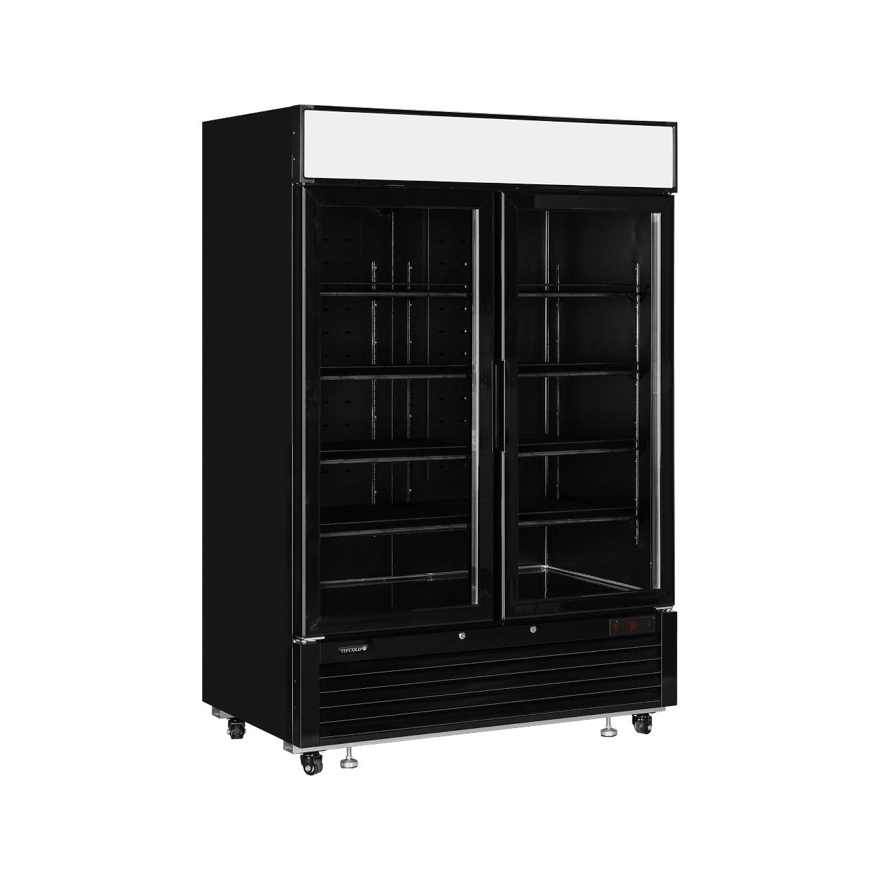 TEFCOLD LGC5000 Black Glass Door Merchandiser – 2 Hinged Doors, LED Display, Fan Assisted Cooling, Energy Efficient Commercial Chiller