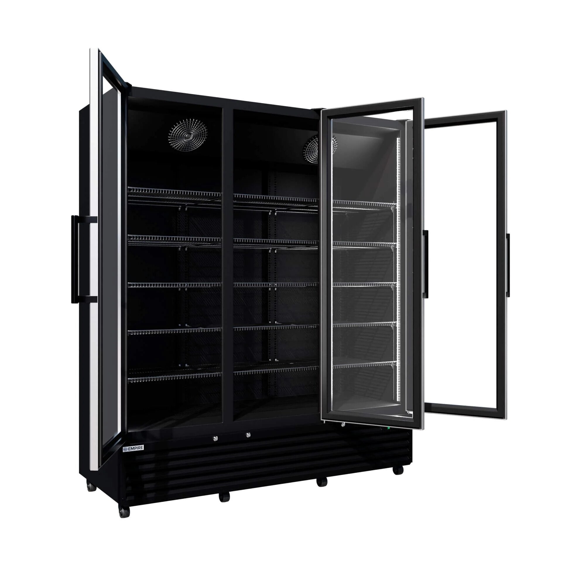 Empire Triple Door Upright Display Fridge Cooler 1483L – Commercial Glass Door Back Bar Bottle Merchandiser CL-1500W, Black
