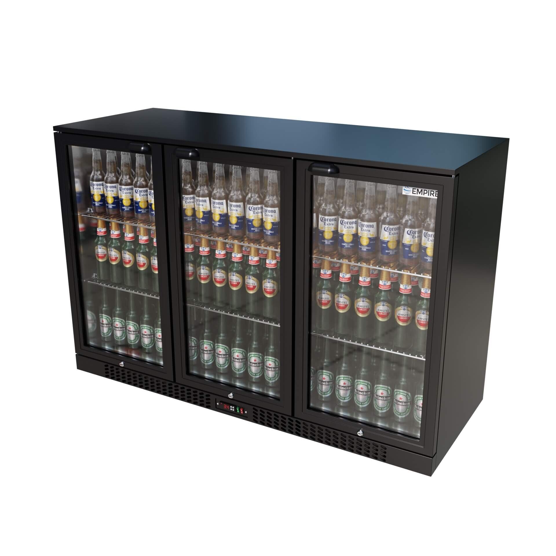 Empire Triple Door 330L Commercial Back Bar Bottle Cooler – Hinged Doors | CL-320H