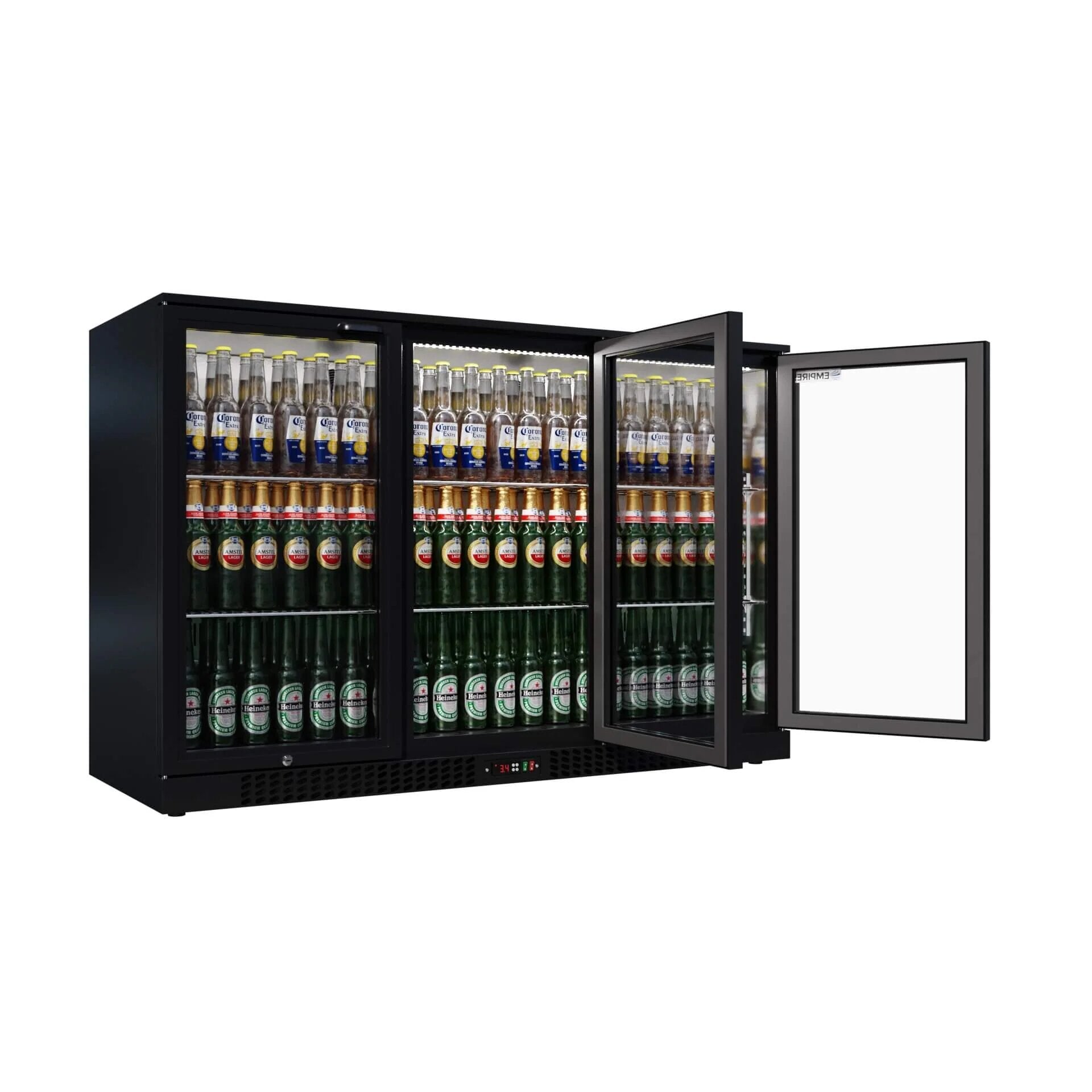 Empire Triple Door 330L Commercial Back Bar Bottle Cooler – Hinged Doors | CL-320H