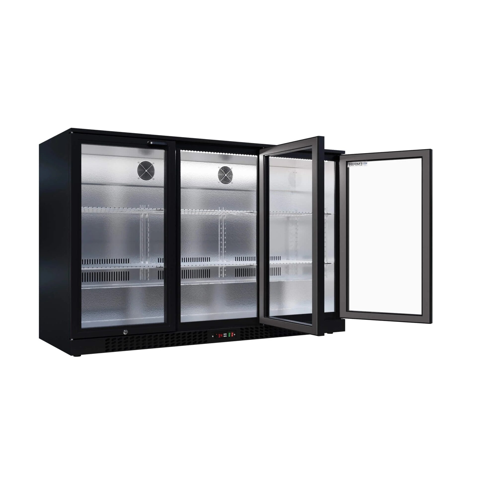 Empire Triple Door 330L Commercial Back Bar Bottle Cooler – Hinged Doors | CL-320H