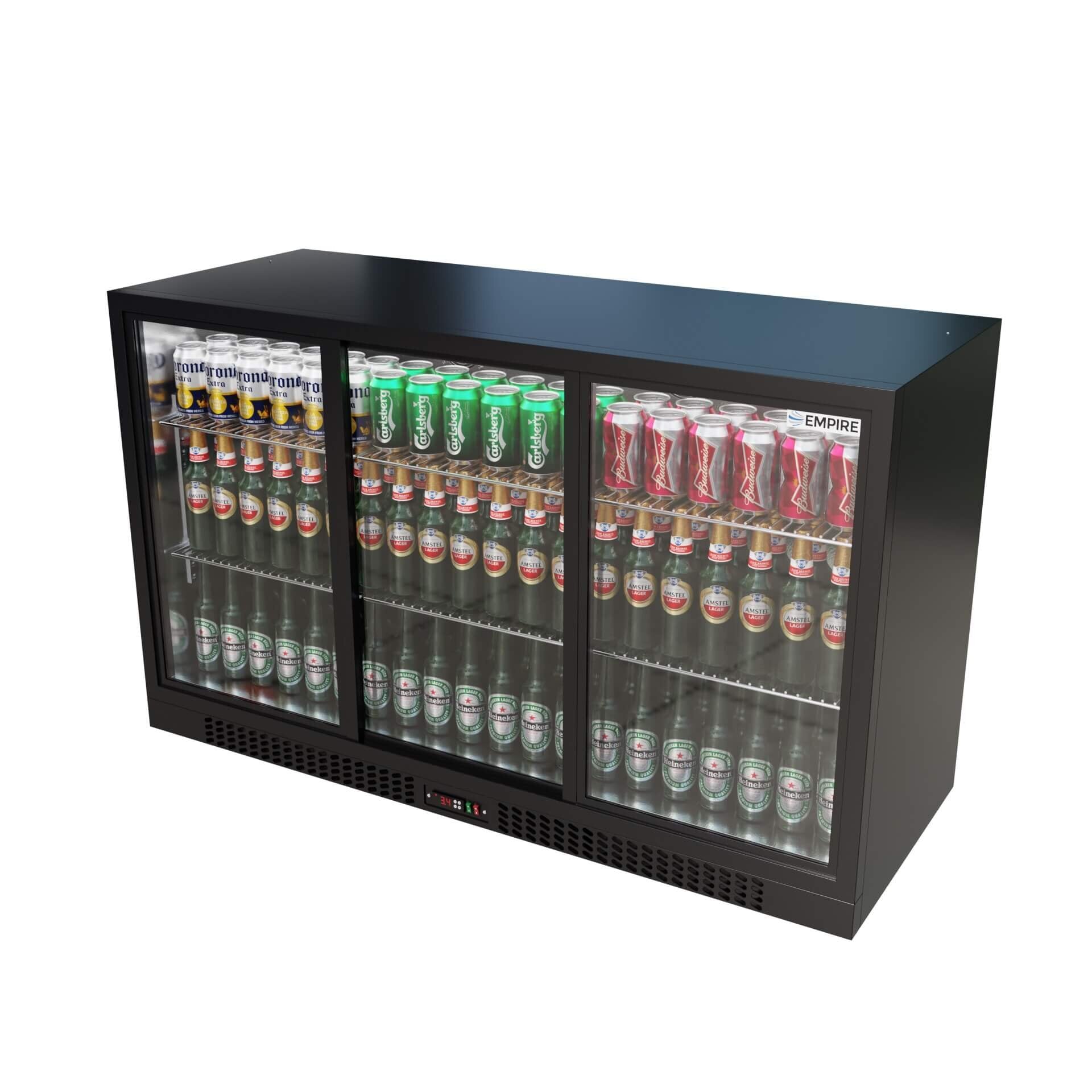 Empire Triple Door Low Profile Sliding Door Back Bar Cooler – 330L | CL-320SC