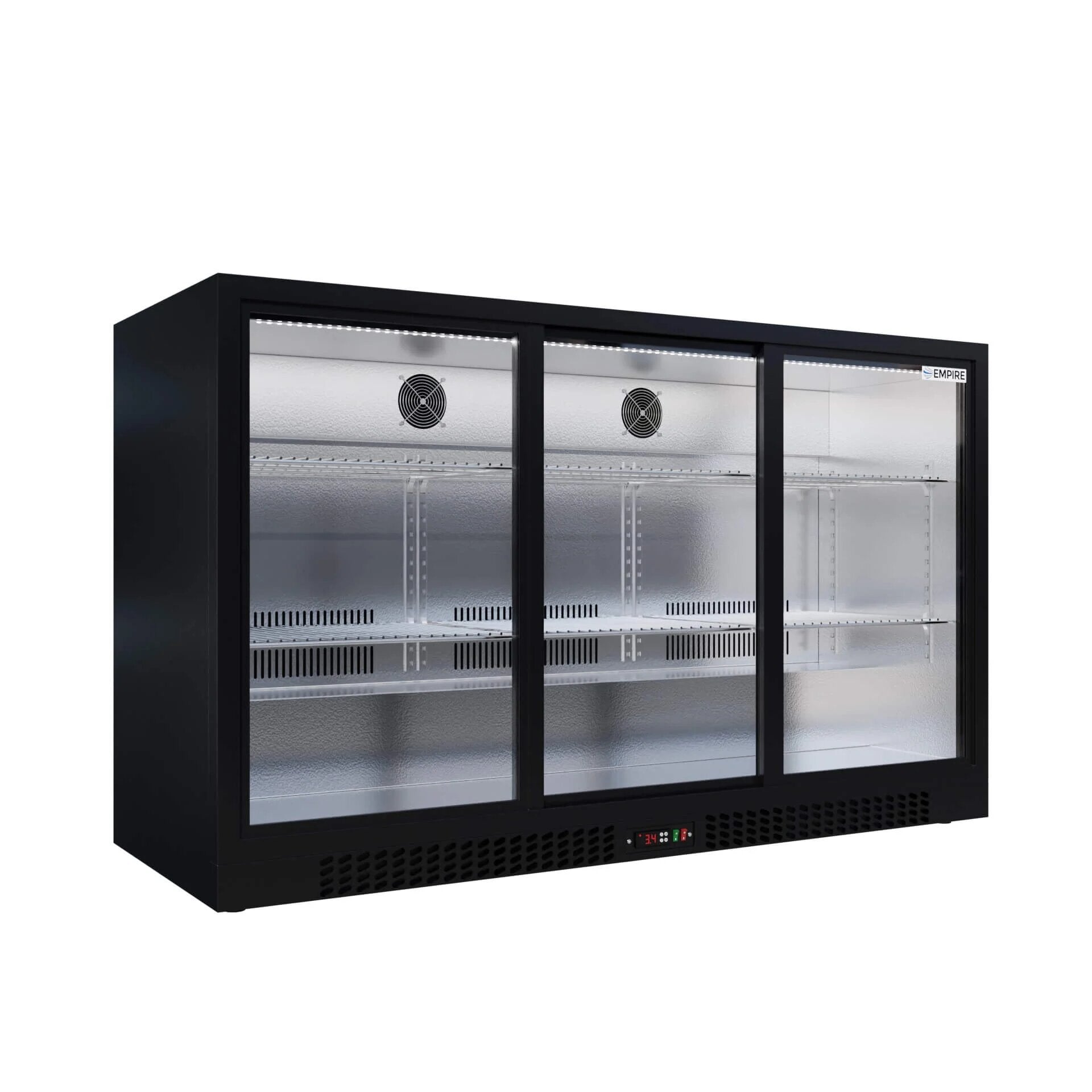 Empire Triple Door Low Profile Sliding Door Back Bar Cooler – 330L | CL-320SC