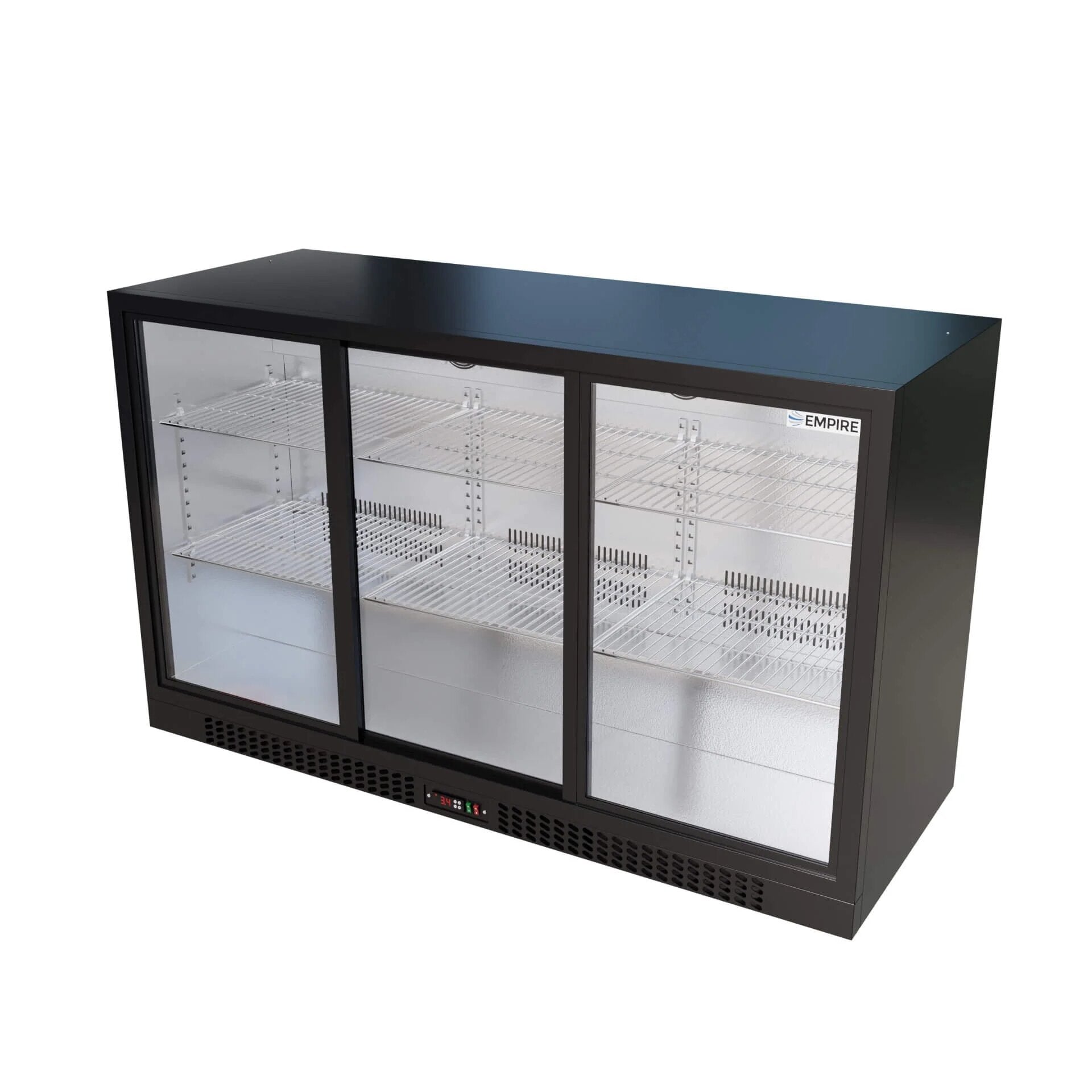 Empire Triple Door Low Profile Sliding Door Back Bar Cooler – 330L | CL-320SC